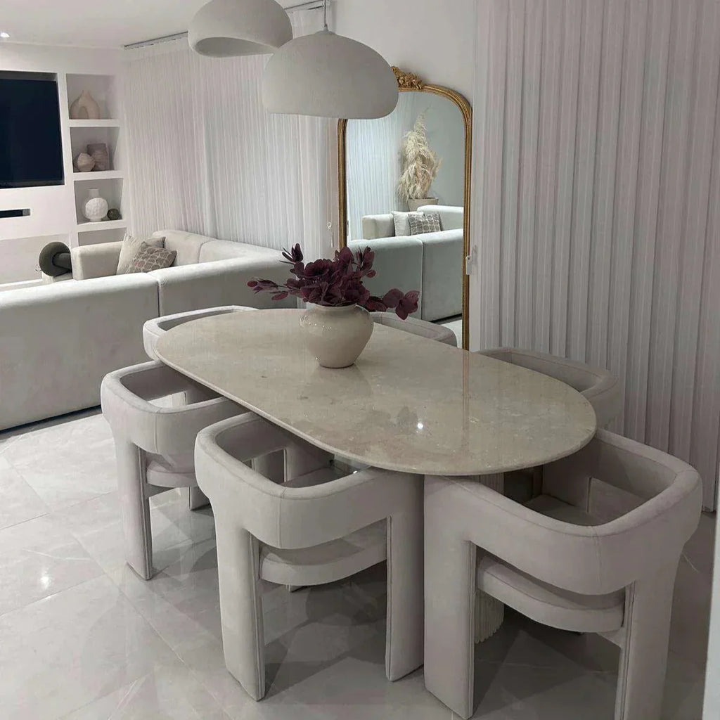 Table à manger oval en marbre crema beige