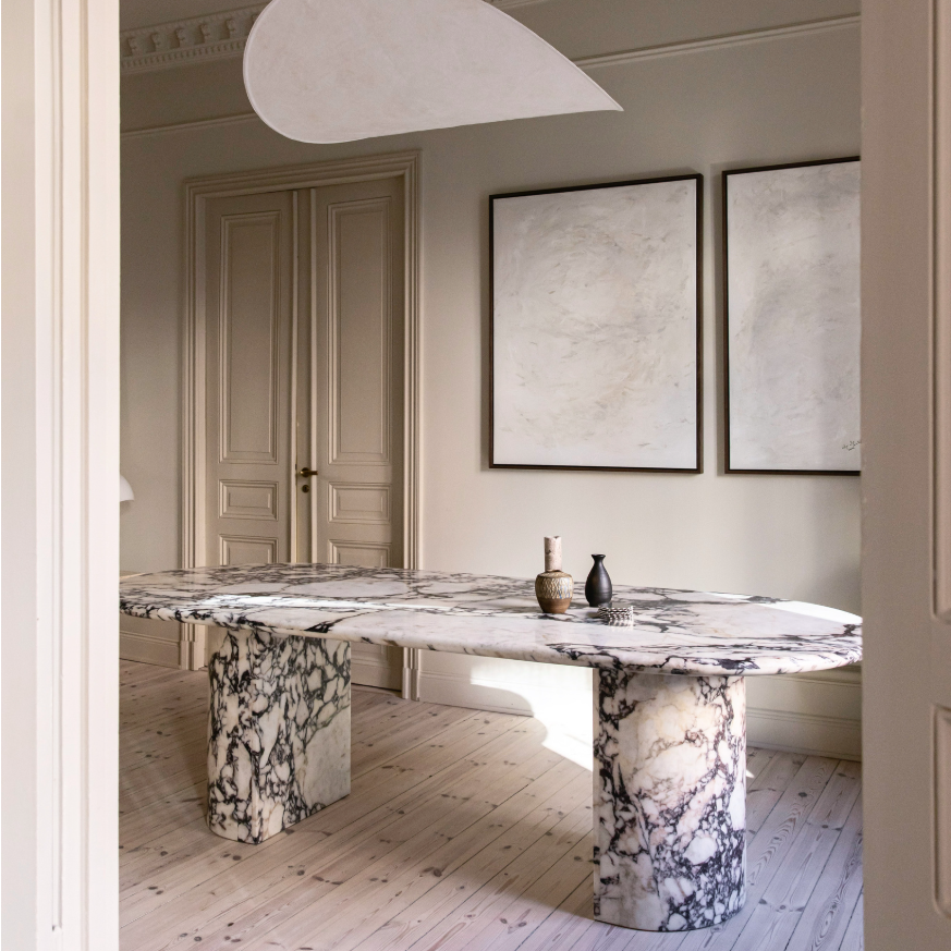 Table à manger ovale en marbre Calacatta