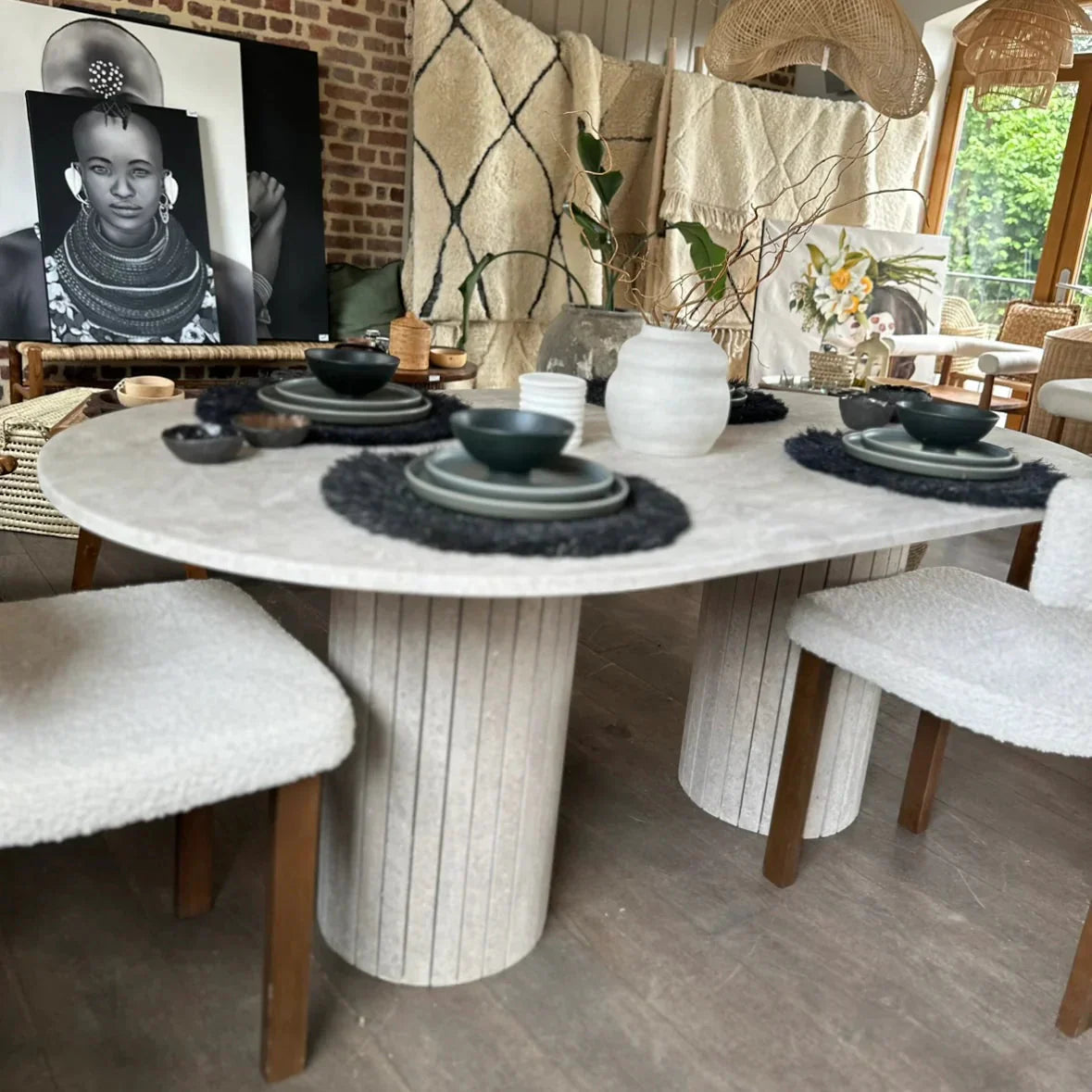 Table à manger Ovale en travertin