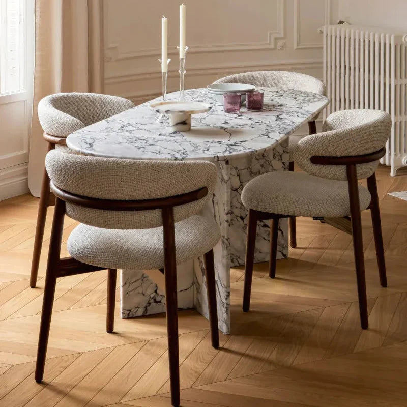 Table à manger ovale en marbre Calacatta