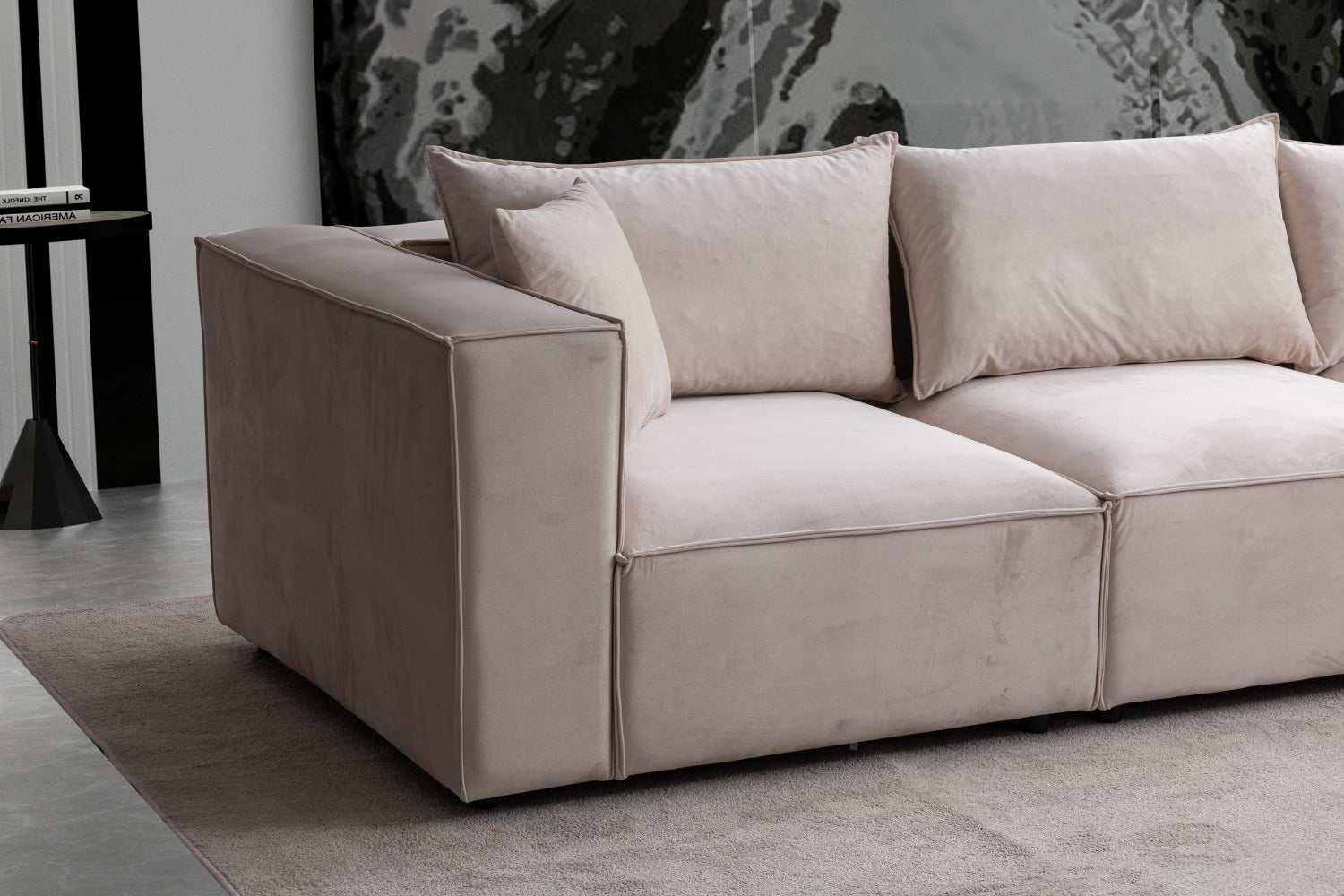 Canapé ELEGANCE Velours Modulable 3+1 Pouf