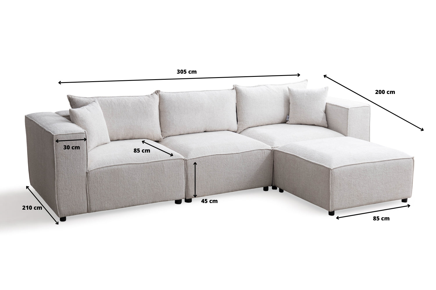 Canapé ELEGANCE Modulable Chenille  3+1 Pouf