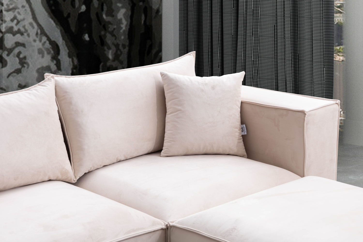 Canapé ELEGANCE Velours Modulable 3+1 Pouf