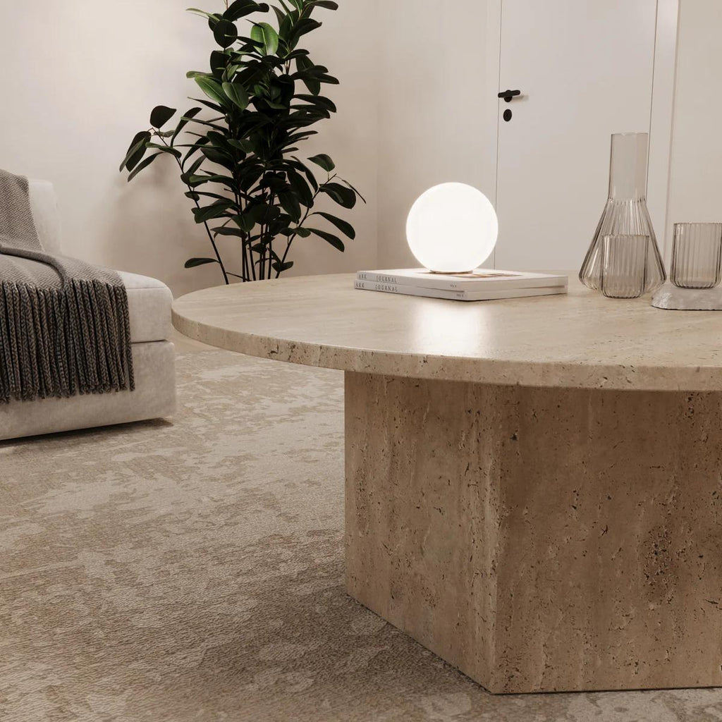 Table basse ronde en travertin