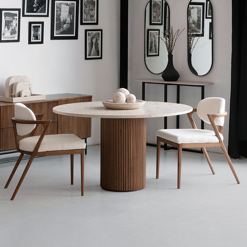 Table à manger Ronde en travertin